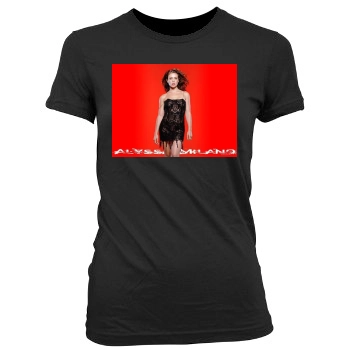 Alyssa Milano Women's Junior Cut Crewneck T-Shirt