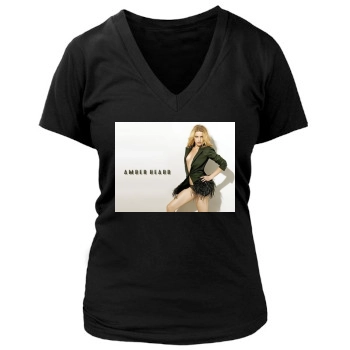 Amber Heard Women's Deep V-Neck TShirt