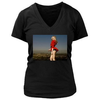 Amber Heard Women's Deep V-Neck TShirt