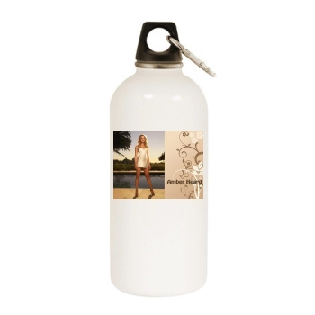 Amber Heard White Water Bottle With Carabiner