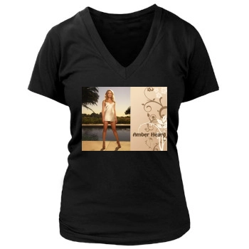 Amber Heard Women's Deep V-Neck TShirt