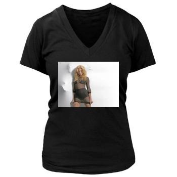 Amber Heard Women's Deep V-Neck TShirt