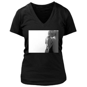 Amber Heard Women's Deep V-Neck TShirt