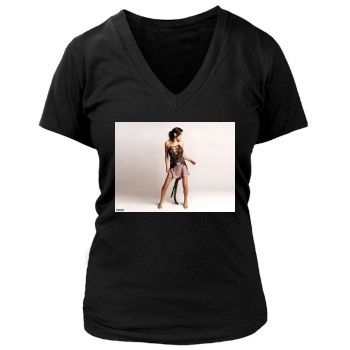 Anna Friel Women's Deep V-Neck TShirt