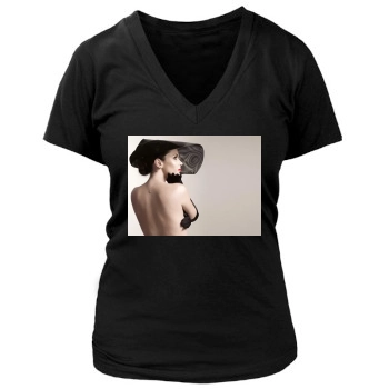 Anna Friel Women's Deep V-Neck TShirt