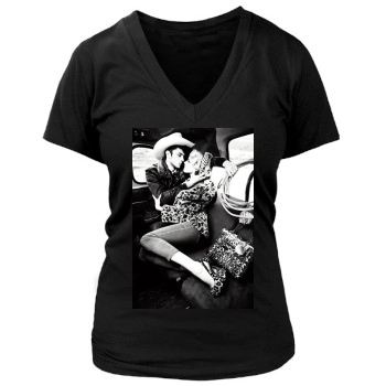 Amber Heard Women's Deep V-Neck TShirt