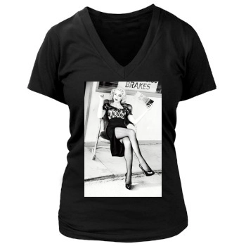 Amber Heard Women's Deep V-Neck TShirt