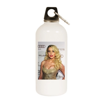 Amber Heard White Water Bottle With Carabiner