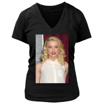 Amber Heard Women's Deep V-Neck TShirt