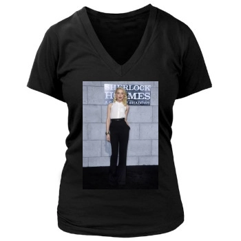 Amber Heard Women's Deep V-Neck TShirt