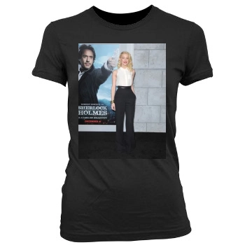 Amber Heard Women's Junior Cut Crewneck T-Shirt