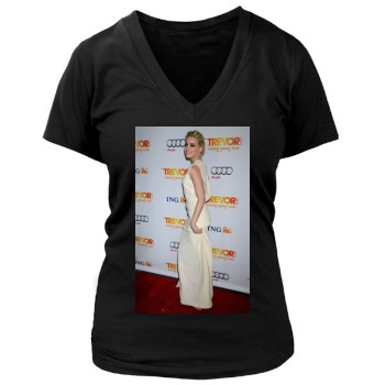 Amber Heard Women's Deep V-Neck TShirt