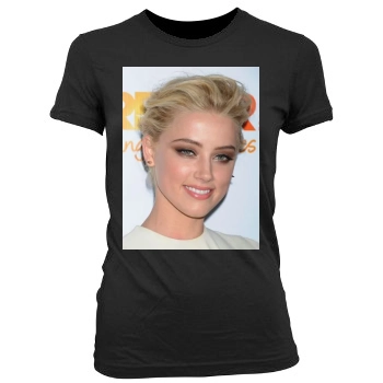 Amber Heard Women's Junior Cut Crewneck T-Shirt