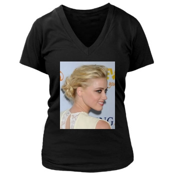 Amber Heard Women's Deep V-Neck TShirt