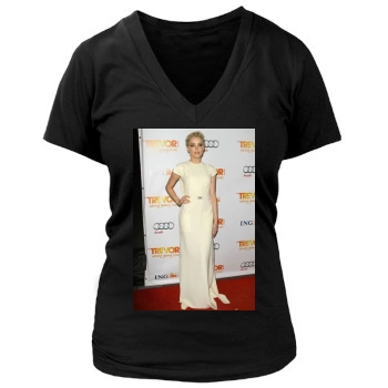 Amber Heard Women's Deep V-Neck TShirt