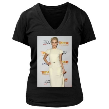 Amber Heard Women's Deep V-Neck TShirt