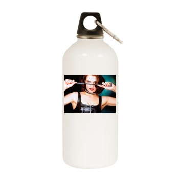 Famke Janssen White Water Bottle With Carabiner