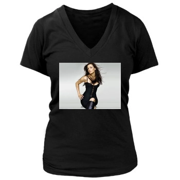 Famke Janssen Women's Deep V-Neck TShirt