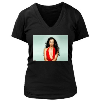 Famke Janssen Women's Deep V-Neck TShirt