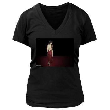 Famke Janssen Women's Deep V-Neck TShirt