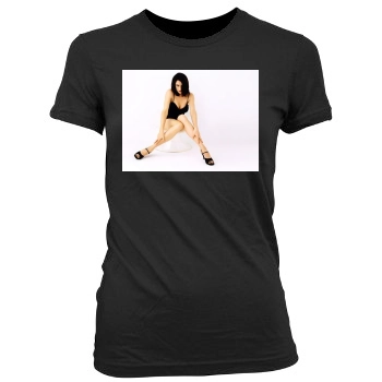 Famke Janssen Women's Junior Cut Crewneck T-Shirt