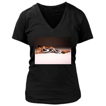 Halle Berry Women's Deep V-Neck TShirt