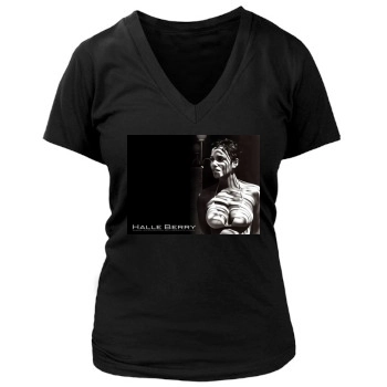 Halle Berry Women's Deep V-Neck TShirt