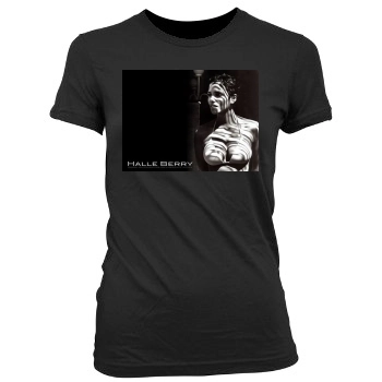 Halle Berry Women's Junior Cut Crewneck T-Shirt