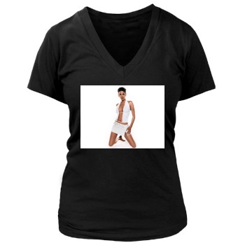 Halle Berry Women's Deep V-Neck TShirt