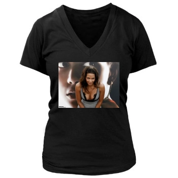 Halle Berry Women's Deep V-Neck TShirt