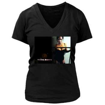 Halle Berry Women's Deep V-Neck TShirt