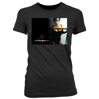 Halle Berry Women's Junior Cut Crewneck T-Shirt