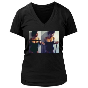 Halle Berry Women's Deep V-Neck TShirt