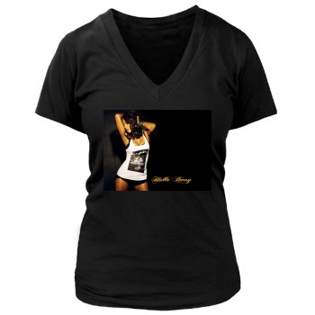 Halle Berry Women's Deep V-Neck TShirt