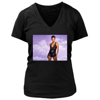 Halle Berry Women's Deep V-Neck TShirt