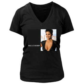 Halle Berry Women's Deep V-Neck TShirt