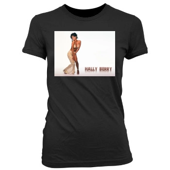 Halle Berry Women's Junior Cut Crewneck T-Shirt