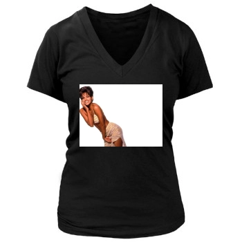 Halle Berry Women's Deep V-Neck TShirt