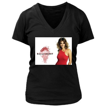 Halle Berry Women's Deep V-Neck TShirt