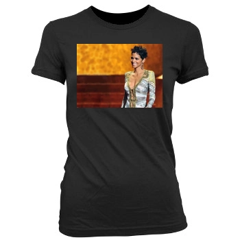 Halle Berry Women's Junior Cut Crewneck T-Shirt