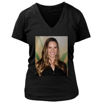 Hilary Swank Women's Deep V-Neck TShirt