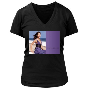 Hilary Swank Women's Deep V-Neck TShirt