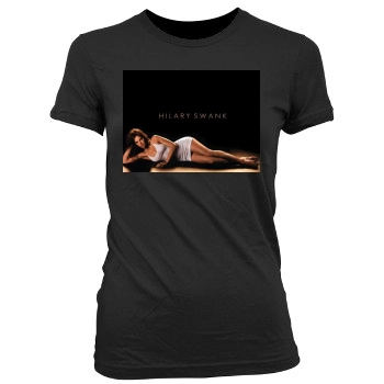 Hilary Swank Women's Junior Cut Crewneck T-Shirt