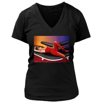 Holly Valance Women's Deep V-Neck TShirt