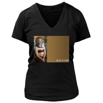 Jane Fonda Women's Deep V-Neck TShirt