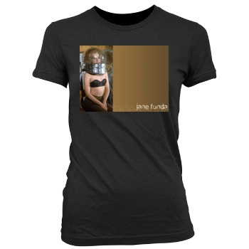 Jane Fonda Women's Junior Cut Crewneck T-Shirt