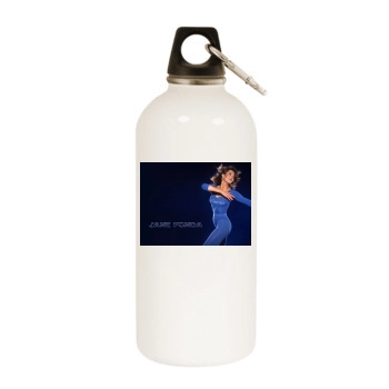 Jane Fonda White Water Bottle With Carabiner