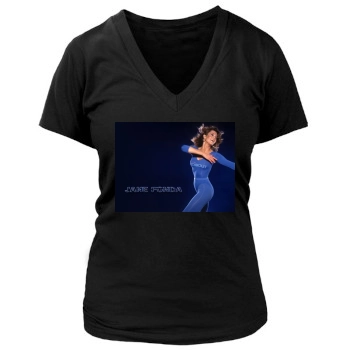 Jane Fonda Women's Deep V-Neck TShirt