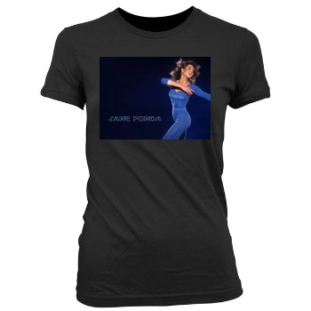 Jane Fonda Women's Junior Cut Crewneck T-Shirt