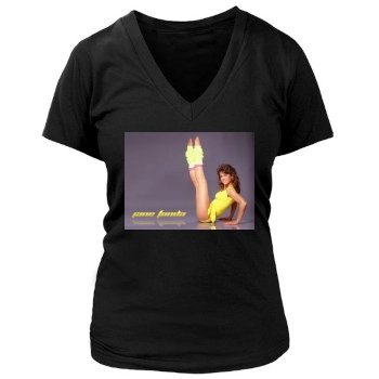 Jane Fonda Women's Deep V-Neck TShirt